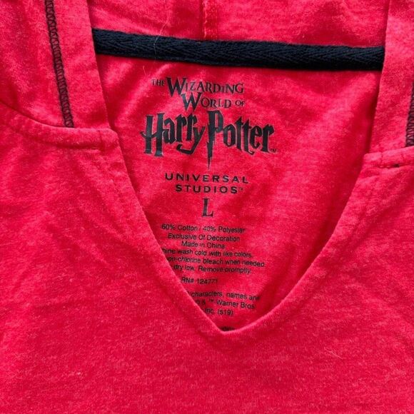 Harry Potter - Dark Mark - Long Sleeve Hooded Shirt Men's L Red Black Univ. Stu - Picture 6 of 10